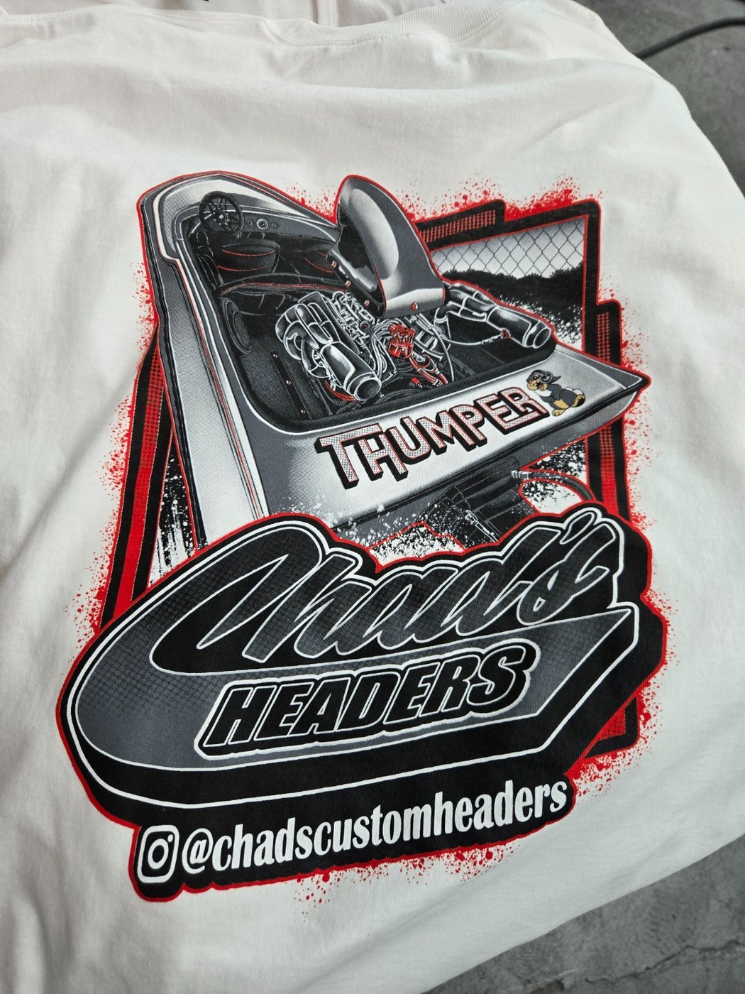 Chad's Headers custom t-shirt — white