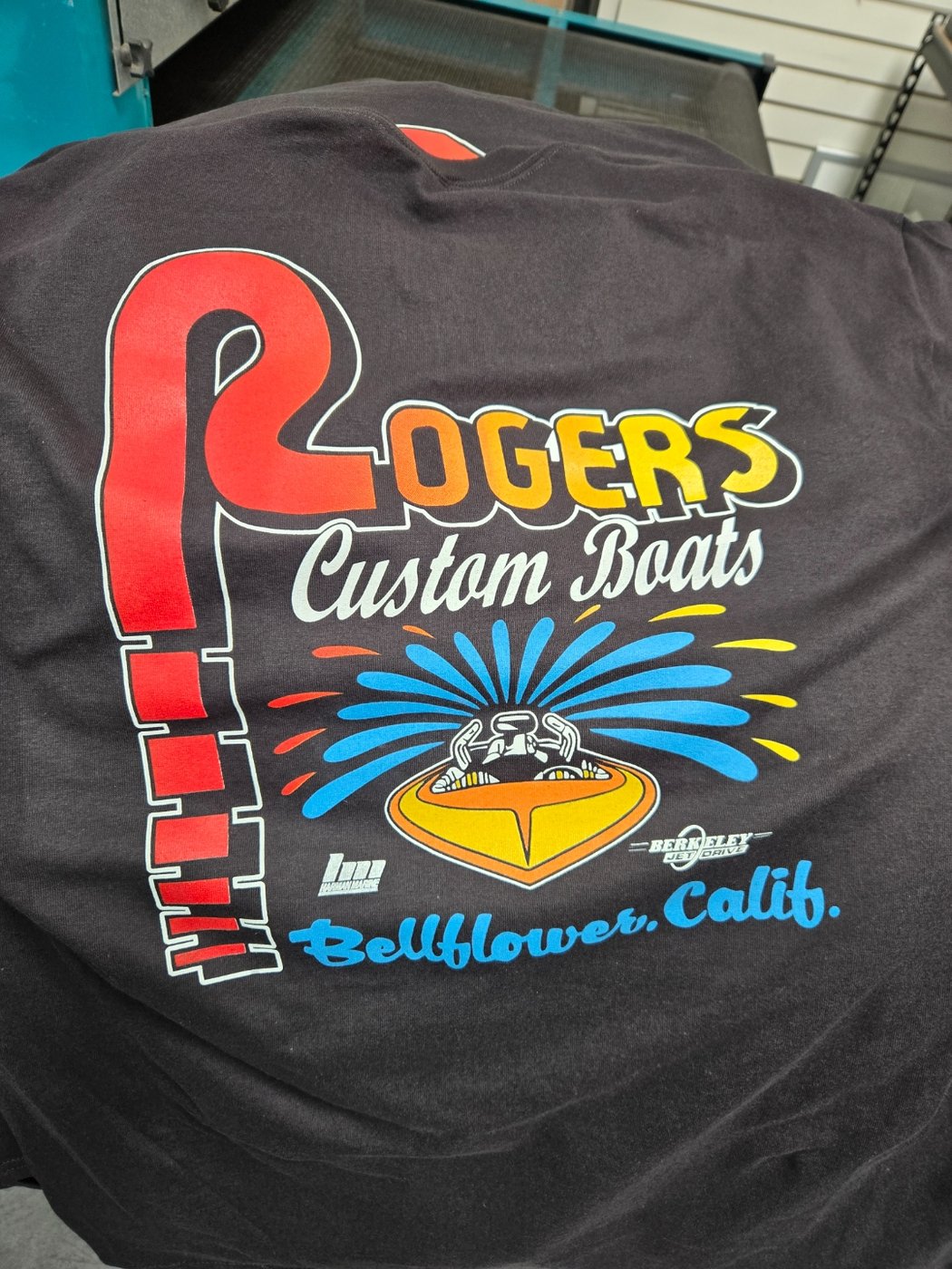 Rogers Custom Boats screen printed t-shirt
