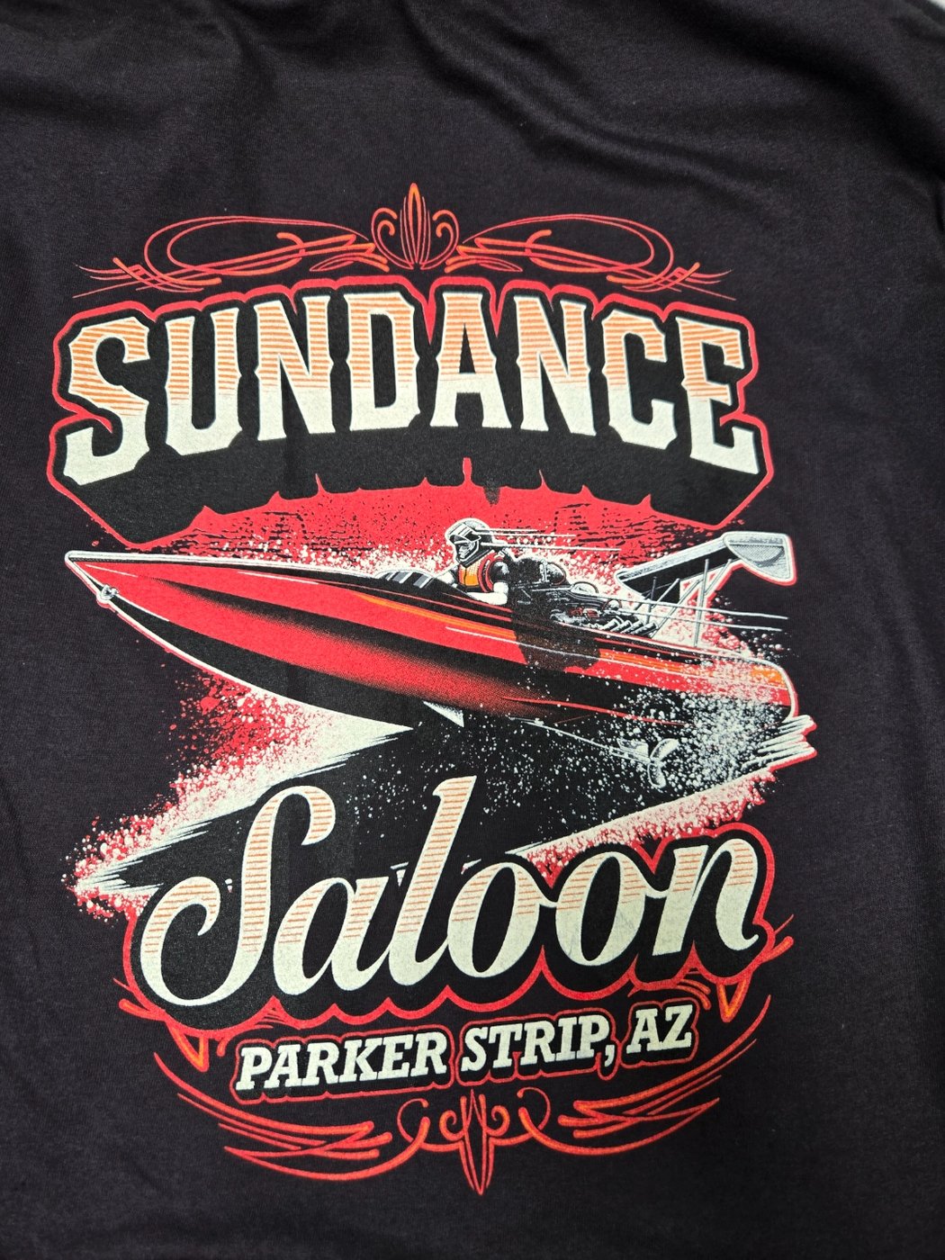 Sundance Saloon custom screen printed black t-shirt