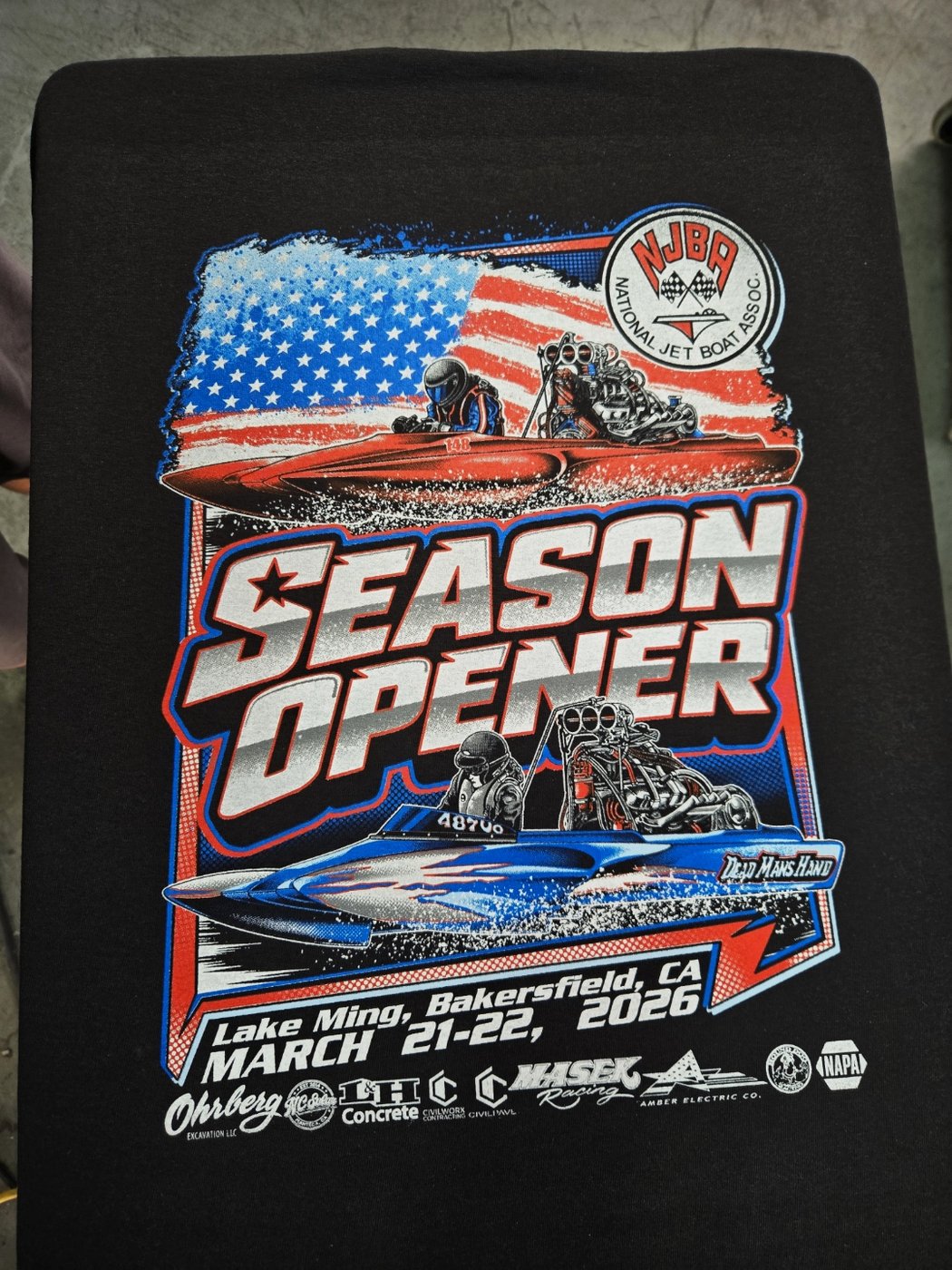 NJBA Season Opener event shirt — National Jet Boat Association — Russell's Print Shop