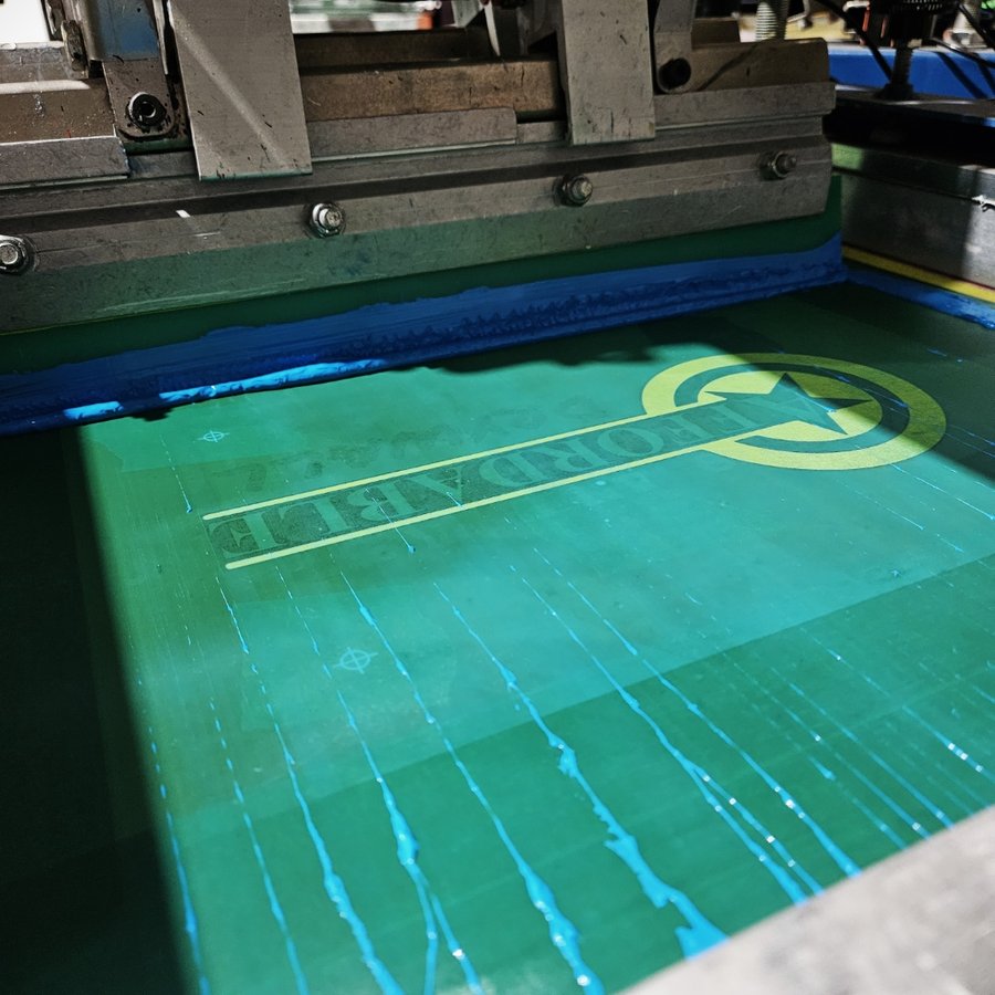 Close-up of a screen printing emulsion screen
