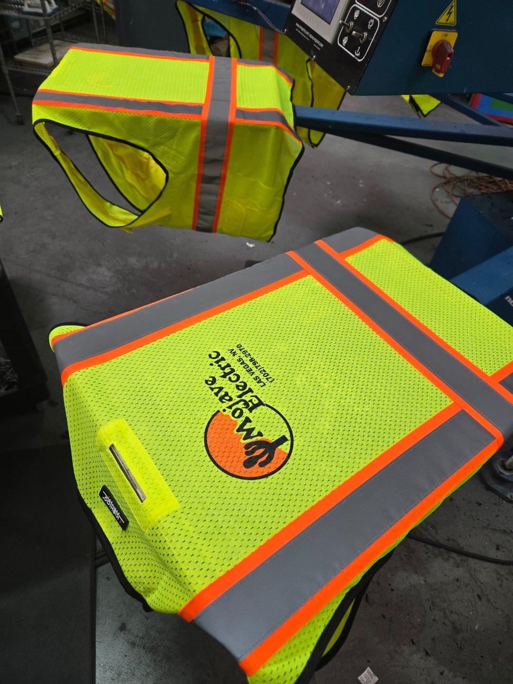Hi-Vis Safety Vest with Mojave Electric Logo β Russell's Print Shop