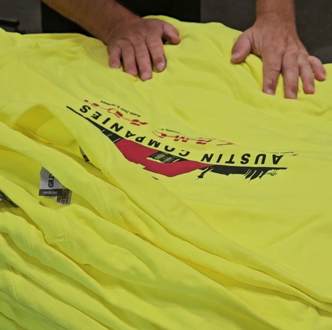 Custom Printed Yellow Work Shirts β Austin Companies β Russell's Print Shop